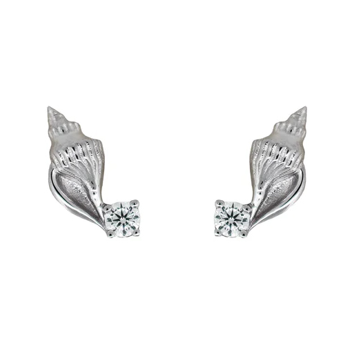 Boh Runga Pearly Shell Studs With Cubic Zirconia