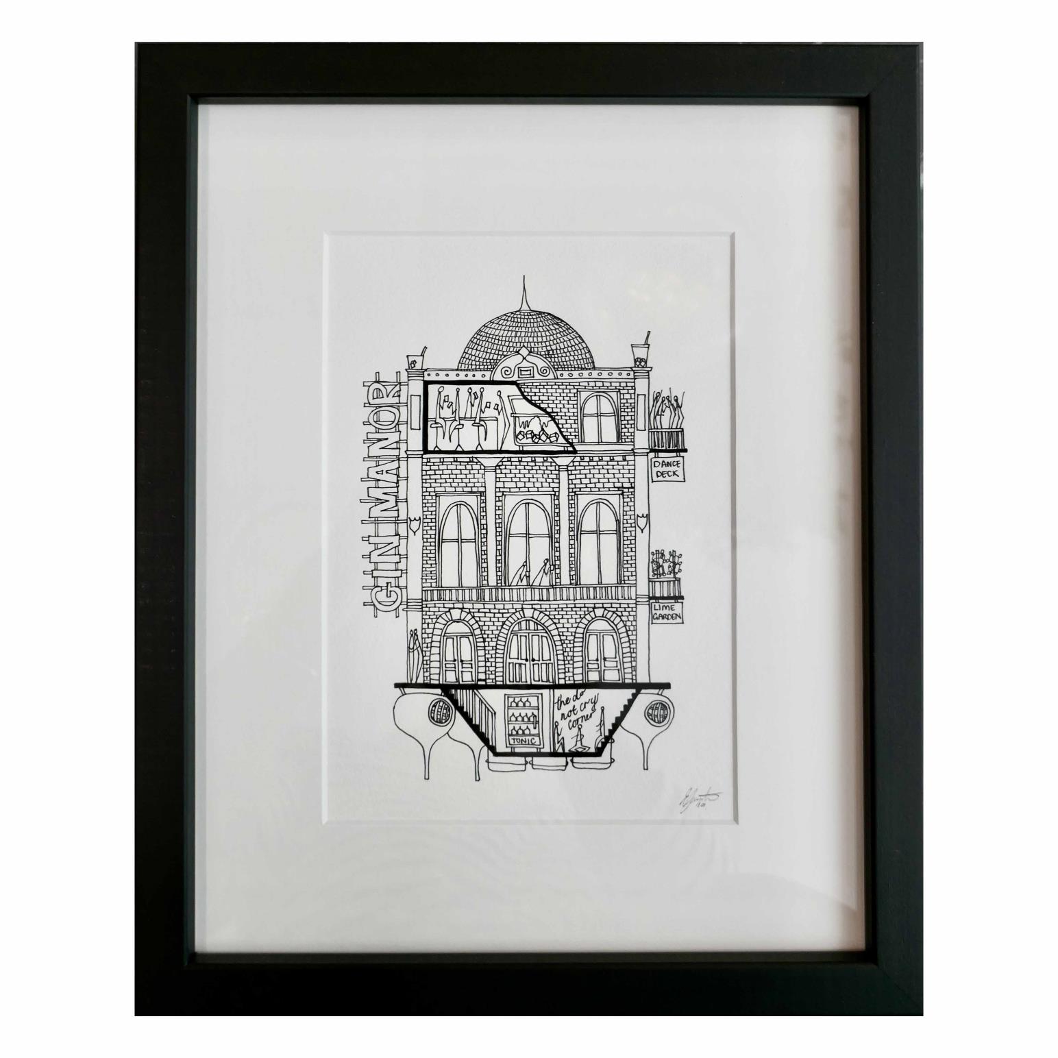 Ellie Compton Gin Print A5 Framed