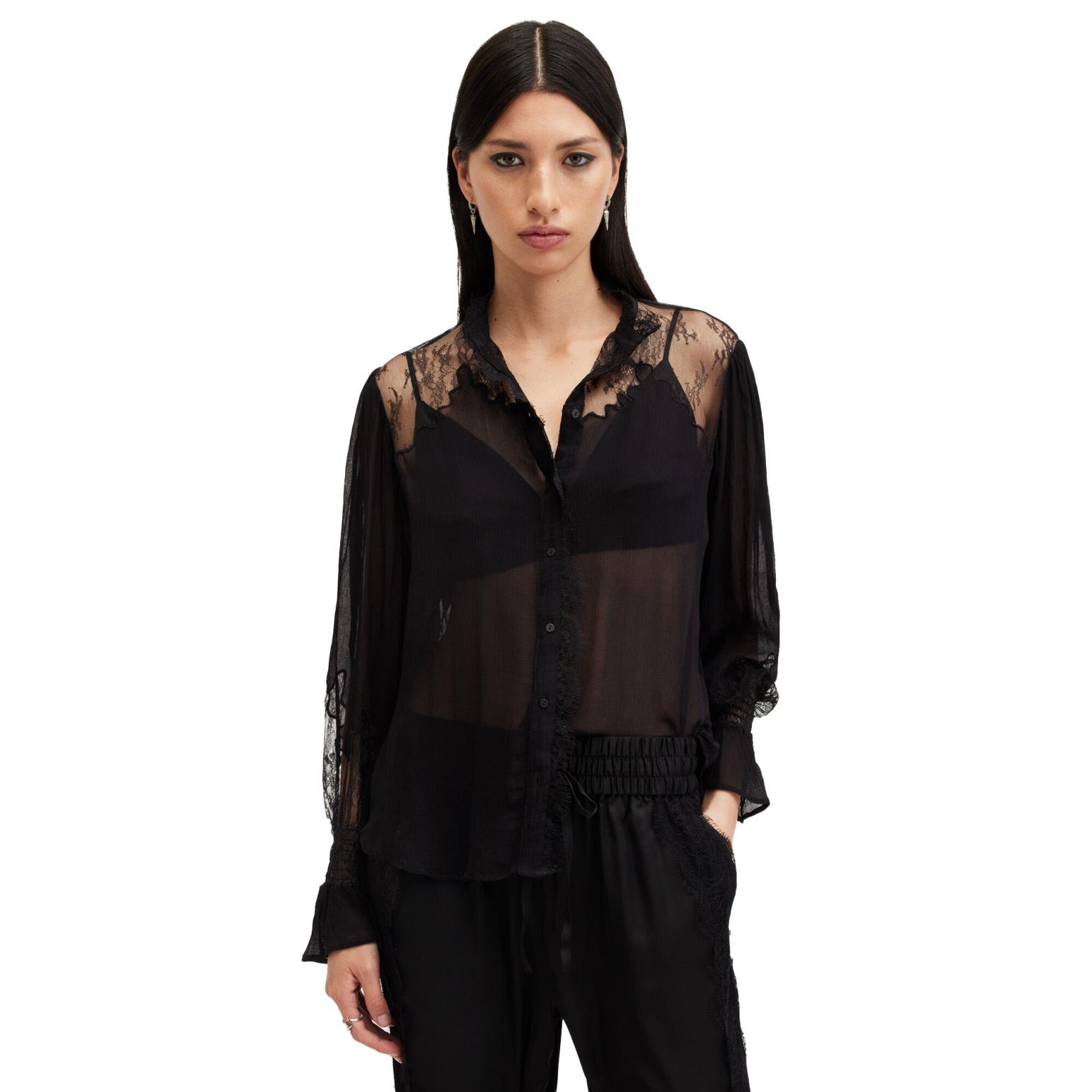 AllSaints Rory Relaxed Fit Lace Shirt