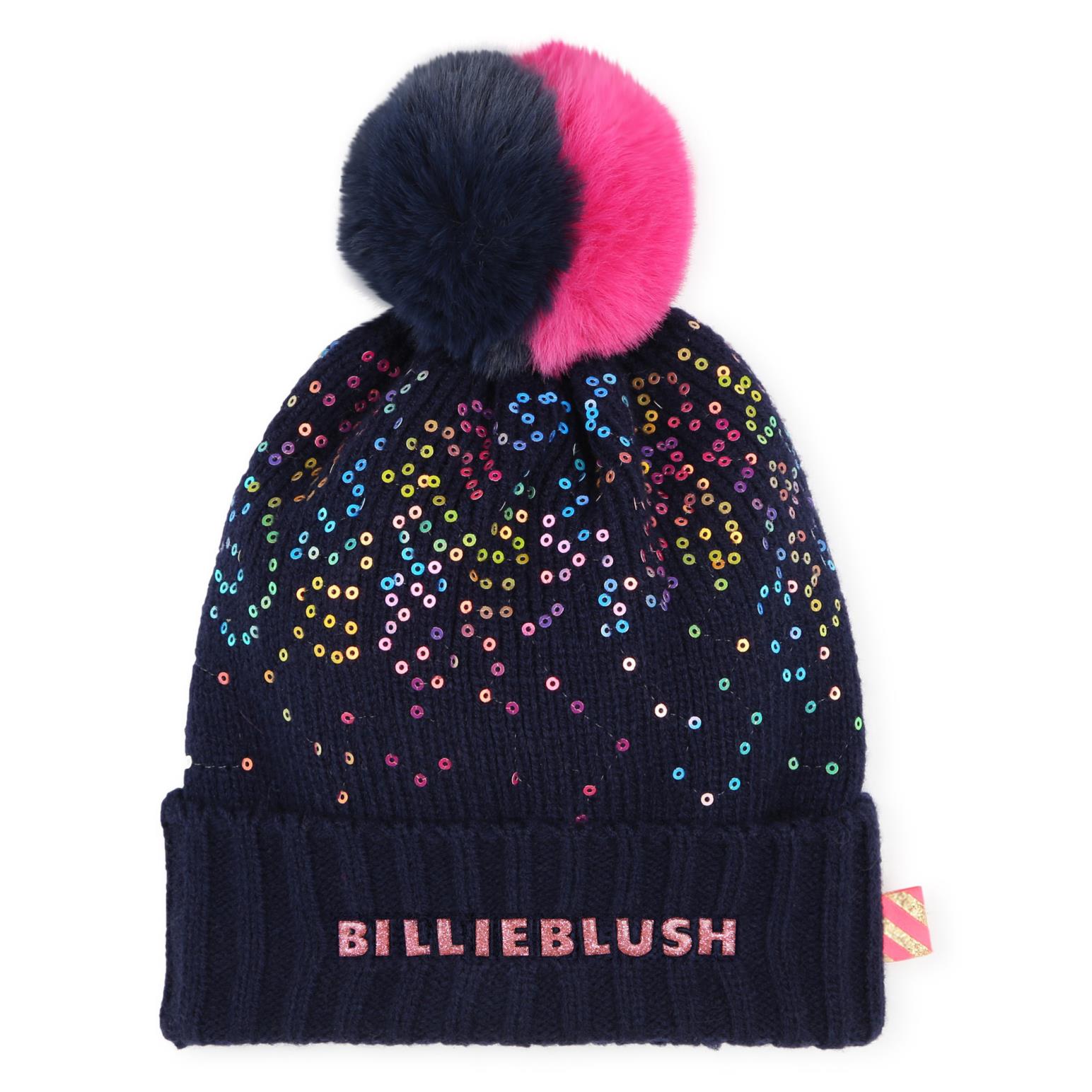 Billieblush Sequin Faux Fur Pom-Pom Beanie T2 - T3