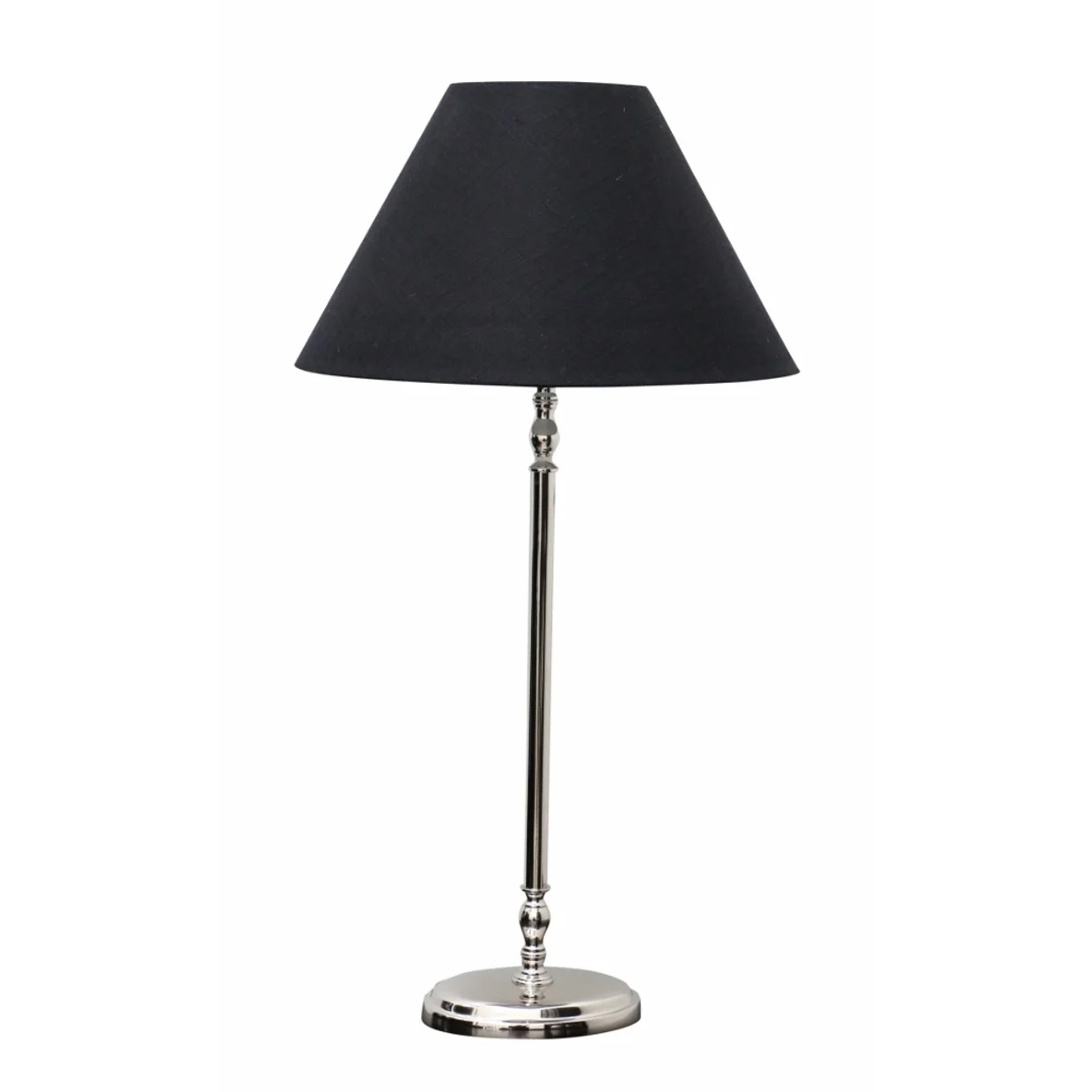 CC Interiors Lyon Oval Tall Nickel Finish Lamp With Black Shade 46cm