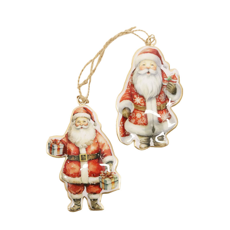 Le Forge Vintage Hanging Jolly Santa Decoration - Gifts/Snow Jacket