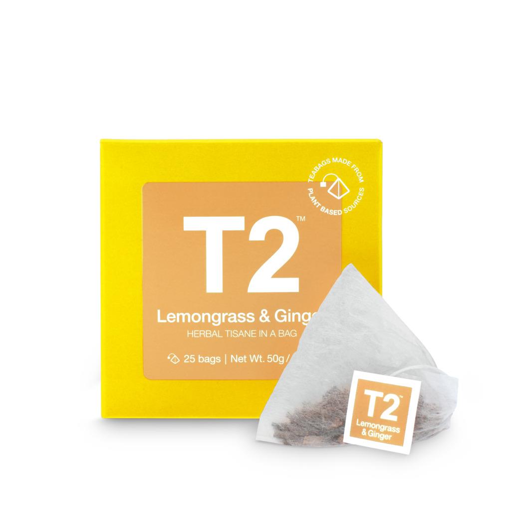 T2 Lemongrass & Ginger Tea Bag Cube 25 Pack