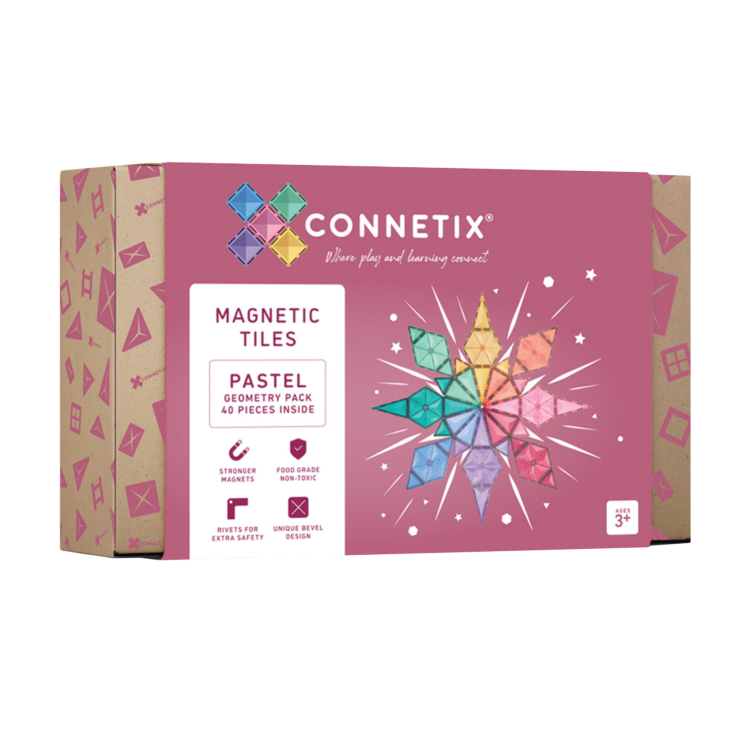 Connetix Tiles 40 Piece Pastel Geometry Pack