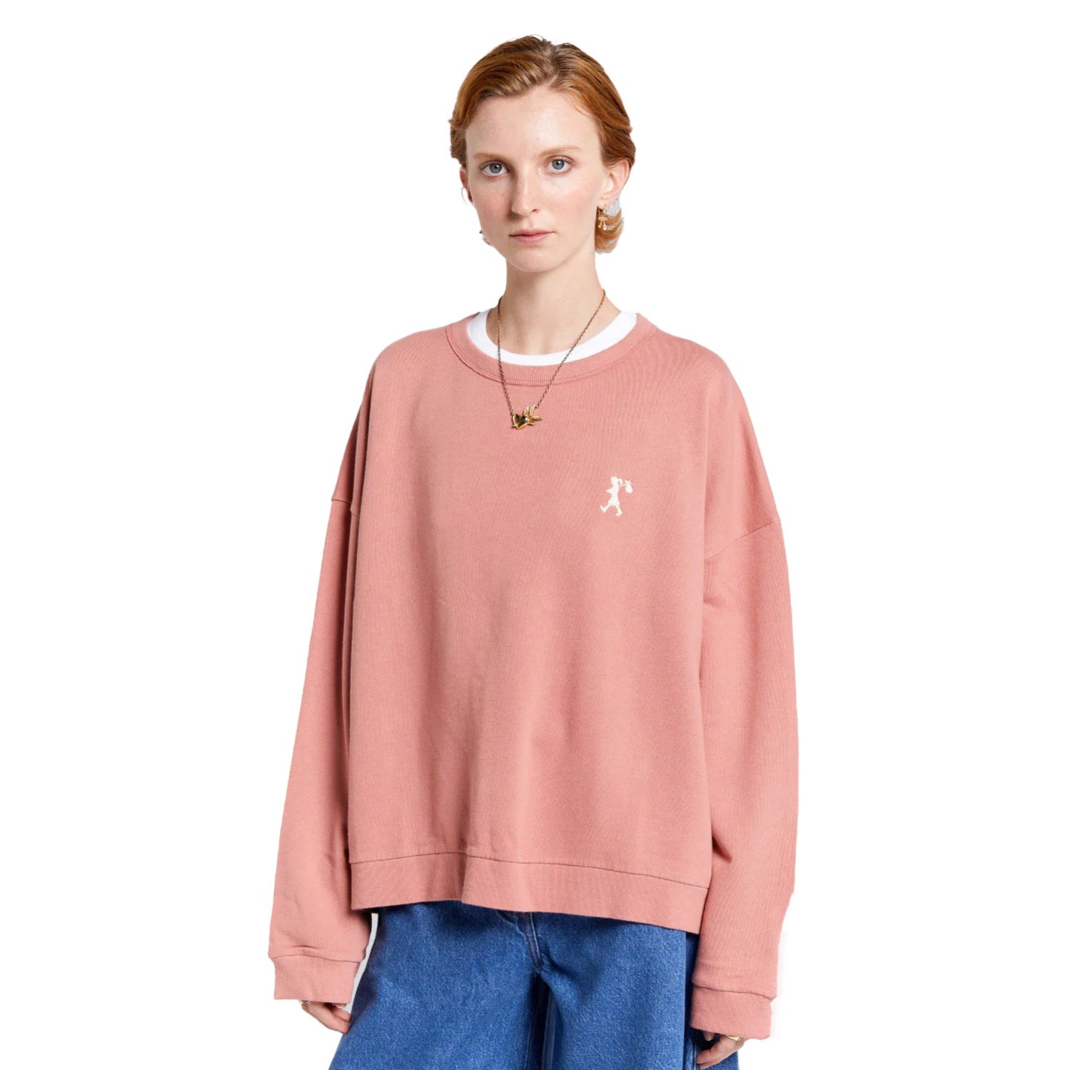 Karen Walker Embroidered Runaway Girl Organic Cotton Crewneck Sweatshirt