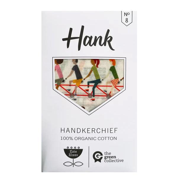 HANK 8. TANDEM BIKES by Kate Rhees Organic Cotton Handkerchief