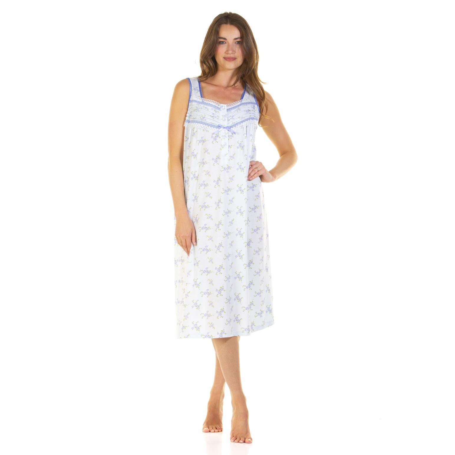 La Marquise Primrose In Bloom Cotton Rich Sleeveless Nightdress