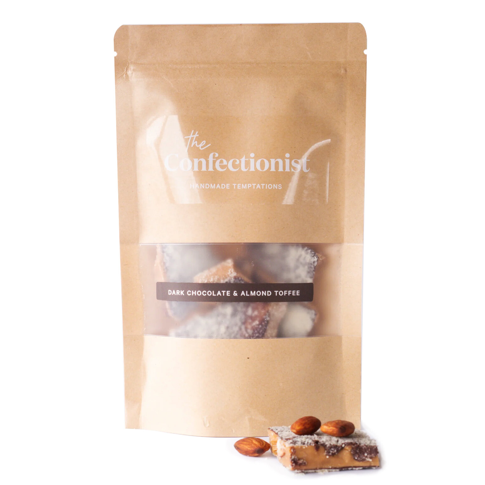 The Confectionist Dark Chocolate & Almond Toffee Pouch 100g