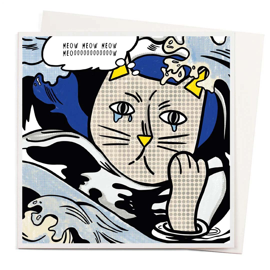 U Studio Drowning Cat By Licktenstein Card