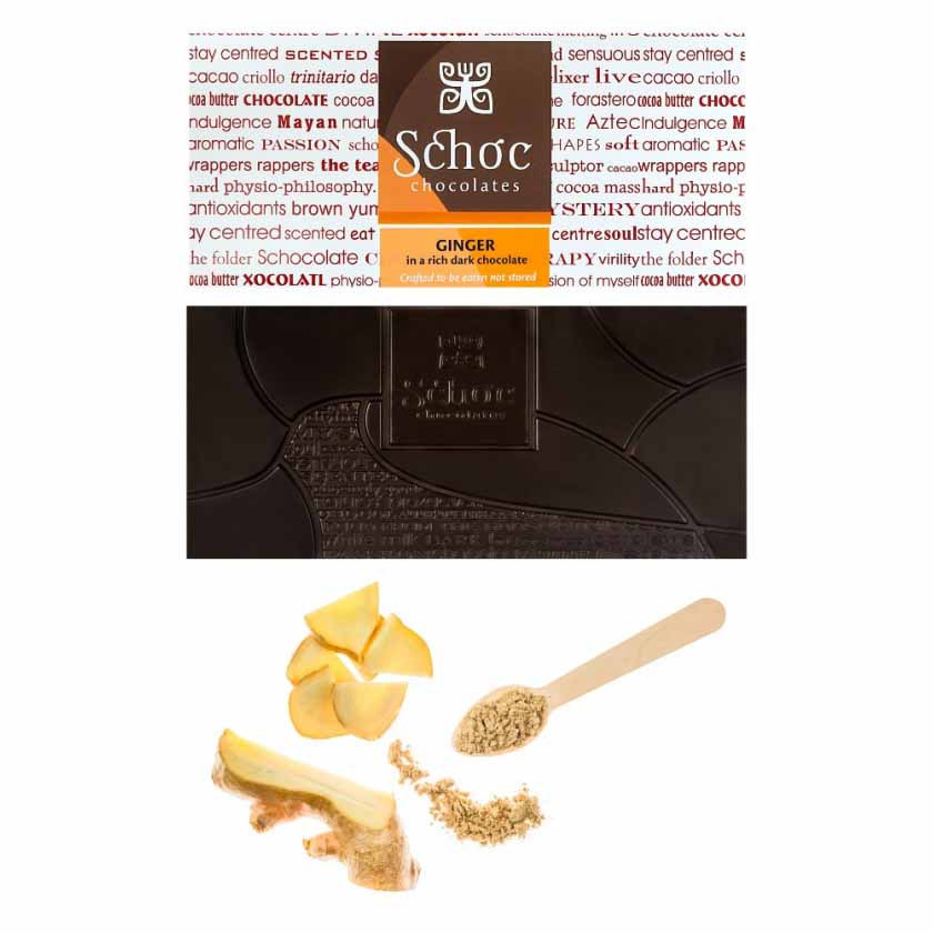 Schoc Chocolate Ginger Dark Chocolate 55% Bar 80g