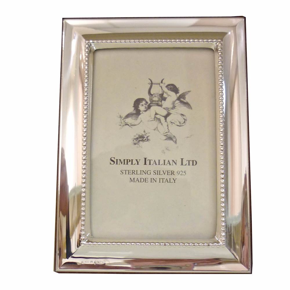 Simply Italian Silver Bead Polished Wood Back Frame 6 x 9cm