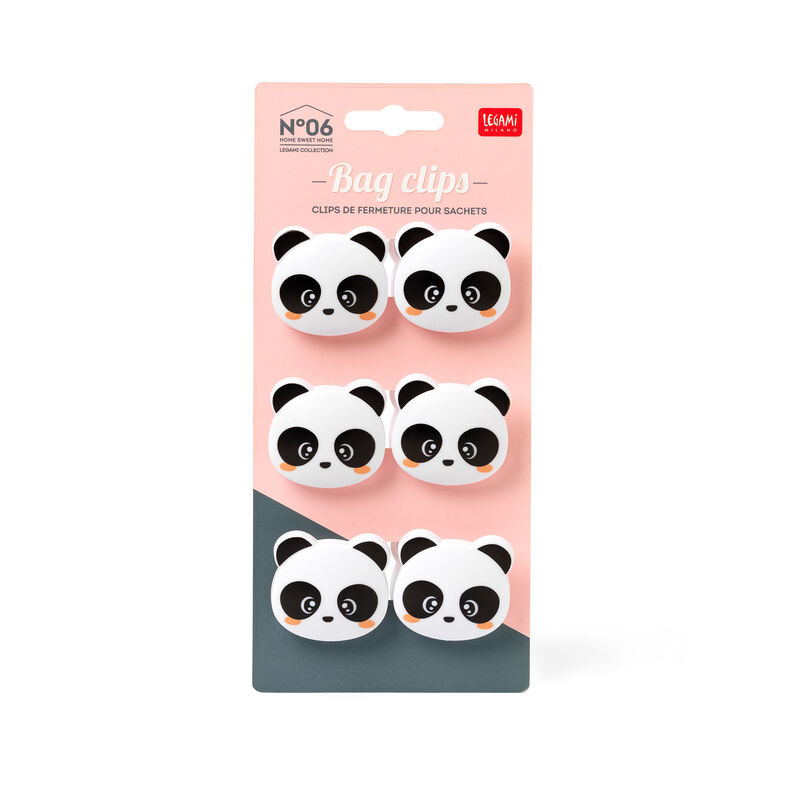 Legami Panda Bag Clips Set of 6