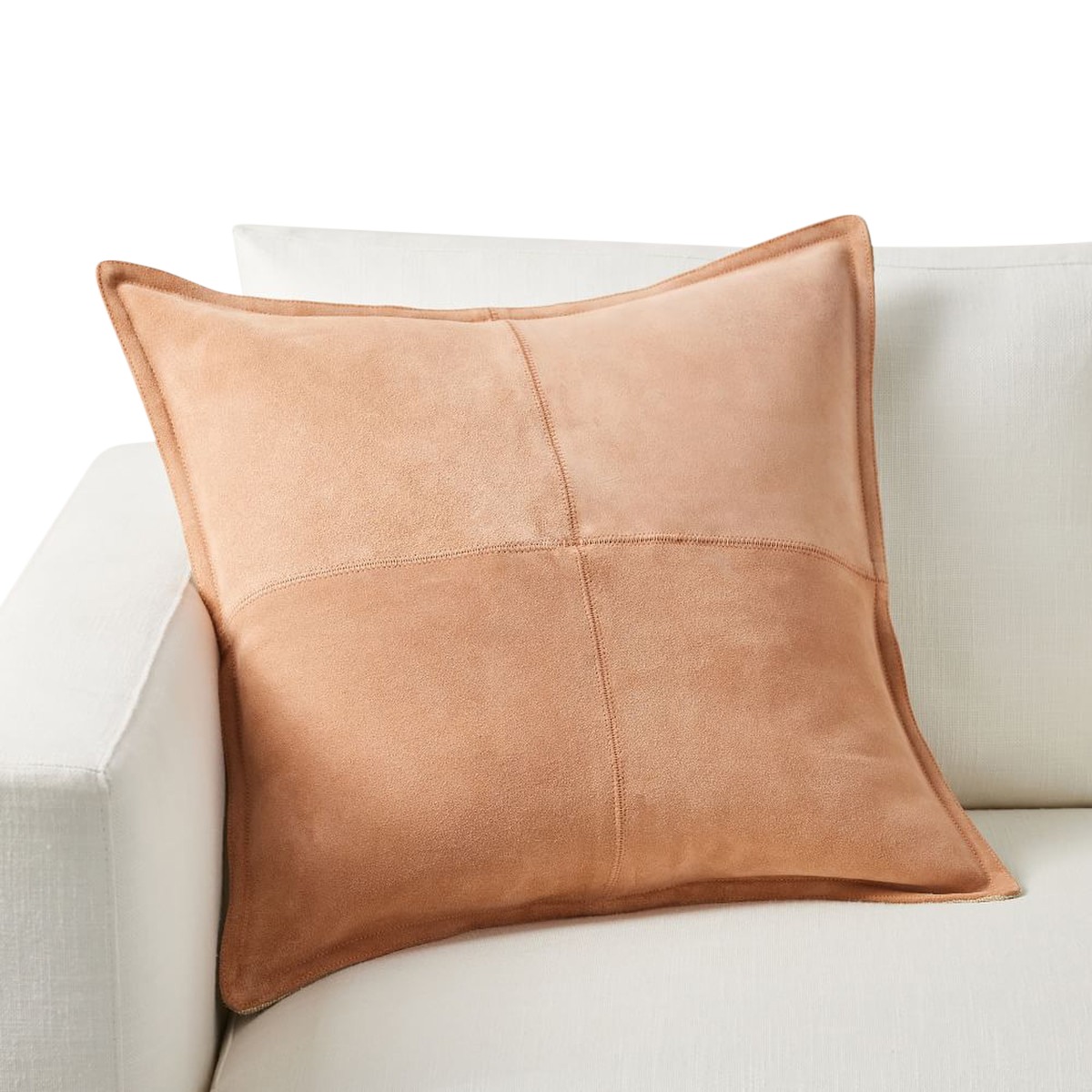 Pottery Barn Pieced Suede Cushion Cover 51cm Clay