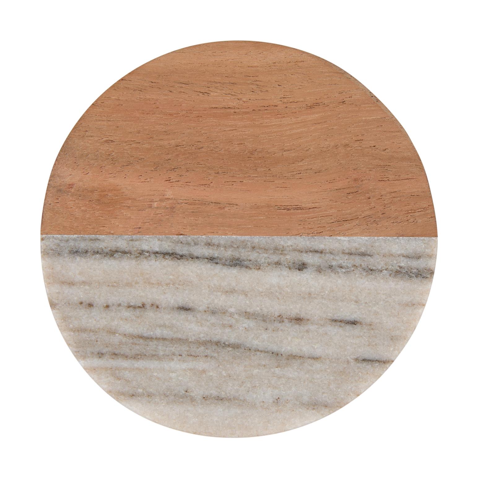 Maxwell & Williams Collective Round Marble & Acacia Coaster 10cm Beige