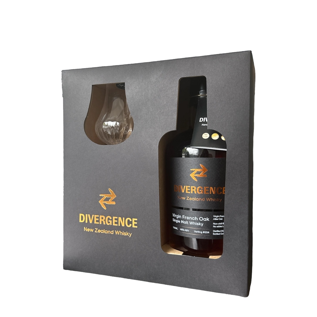 Divergence Virgin French Oak Single Malt NZ Whisky 700ml Gift Pack