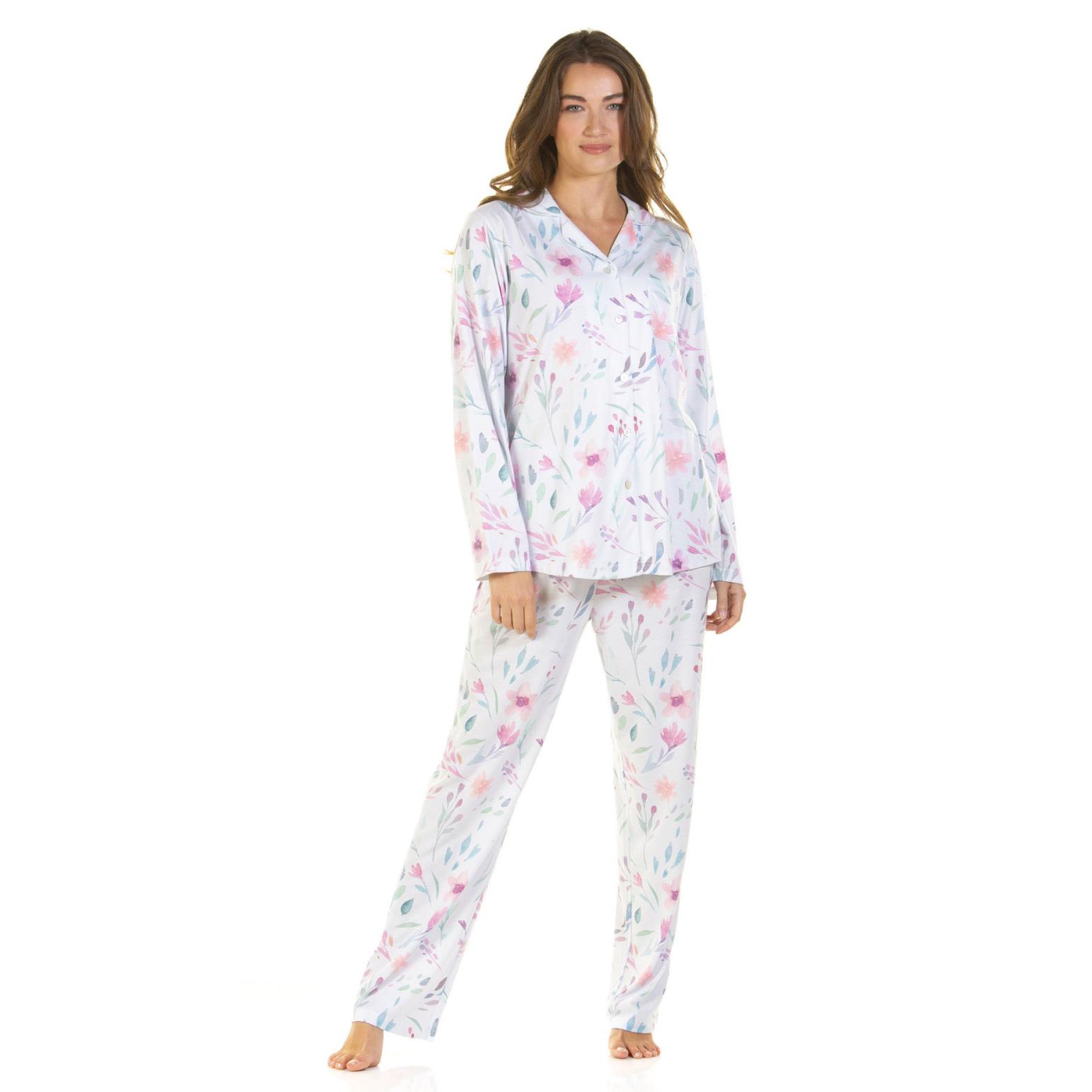 La Marquise Watercolours Cottonrich Long Sleeve Button Through Pyjamas