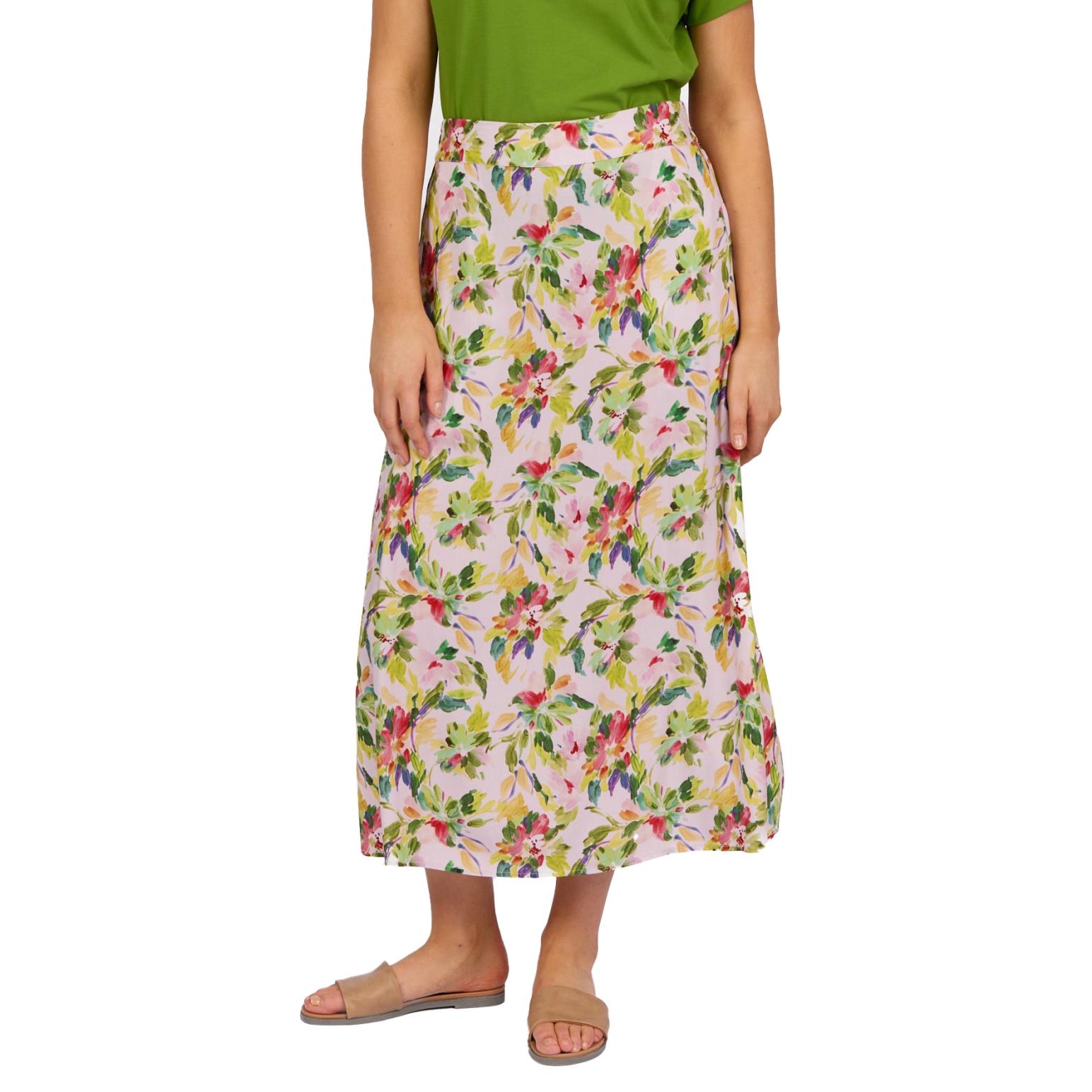 Vassalli Pull On Long Skirt With Elastic Back Waistband