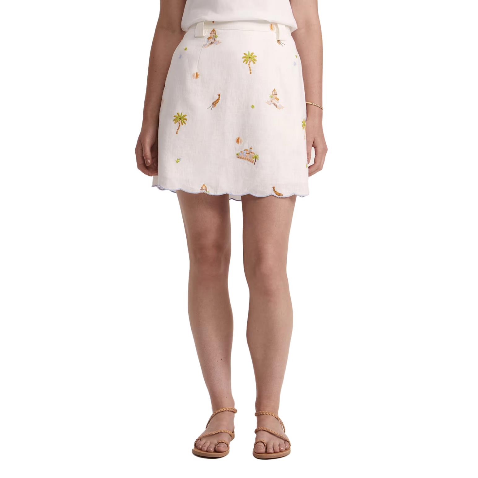 SABA Lucia Linen Scallop Mini Skirt