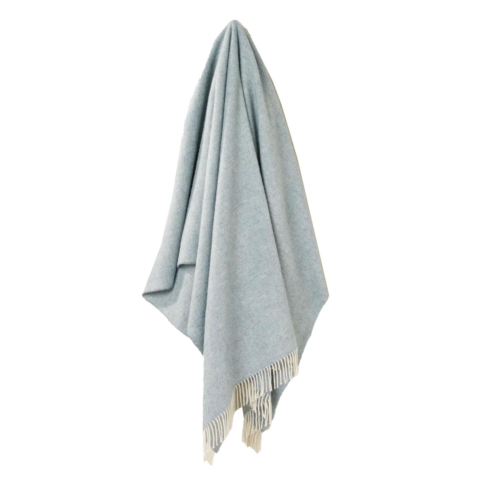 Exquisite Herringbone NZ Pure Wool Collection Throw Duckegg